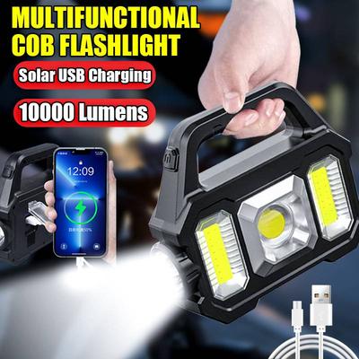 Solarbetriebene Wiederaufladbare Taschenlampe Starkes Licht Outdoor Camping Multifunktional Ultra Helles Handlicht Suchscheinwerfer