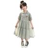 2026 Girls' Casual POLO Collar Summer Mesh Princess Dress