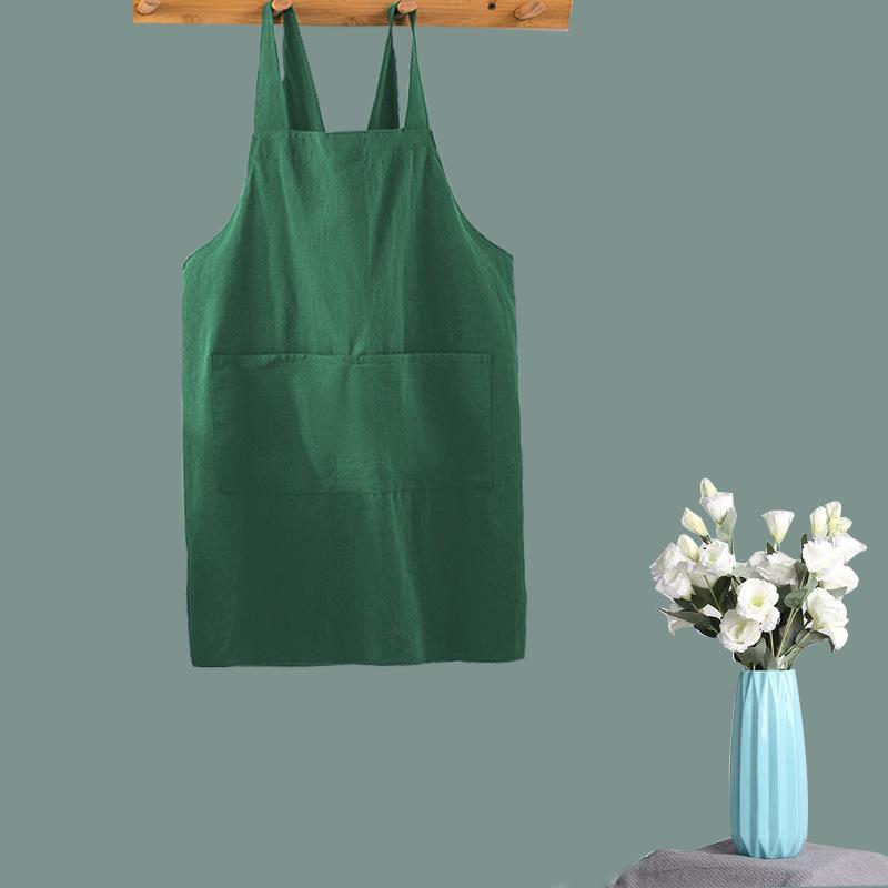 Japanese & Korean Retro Cotton Linen Apron with Logo, Tie-Free Design for Home, Flower Shop, or Painting Use