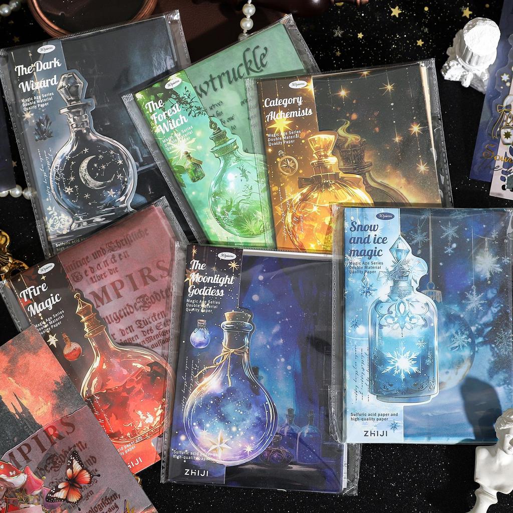 30pcs/lot Memo Pads Material Paper Age of Magic Journal Scrapbooking paper Card Background Decoration Paper
