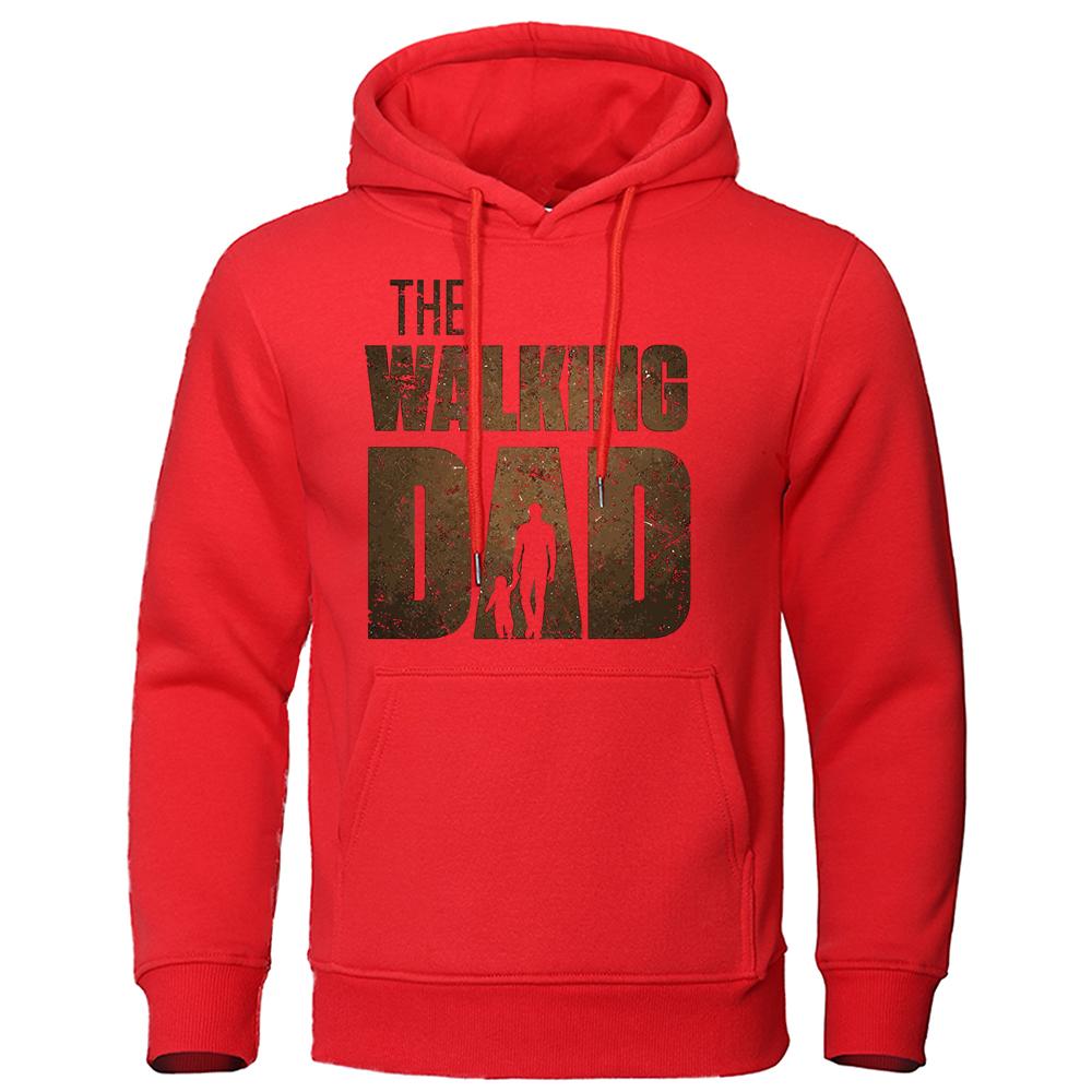 The Walking Dad Holding Daughter'S Hand Print Hoodies Men Casual Loose Tops Loose Fleece Clothes Fashion Pullovers Streetwear