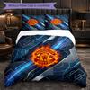 Juego de Cama de 3 Piezas con Patrón del Manchester United Suave Microfibra Funda Nórdica con Fundas de Almohada para Dormitorio