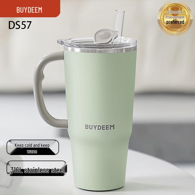 Buydeem 316L Stainless Steel Water Bottle with Jumbo Straw
