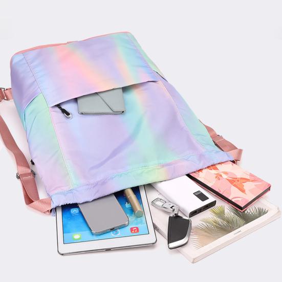 Drawstring Gym Backpack Waterproof Gradient Color Basketball Bag Foldable Sports Backpack for Men Women Soccer Training Swimmers