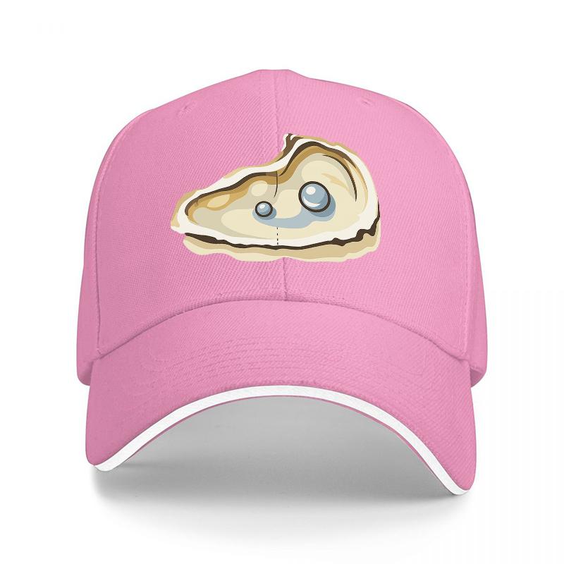 Oyster Pearl Design Baseball Cap Black Hat with Ocean Inspired Shell Pattern Fashionable Streetwear Accessory for Adults