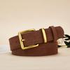 Women Luxury Suede Cowhide Belt 2.8Cm Wide Waistband For Dresses & Jeans Vintage Style With Gold Buckle