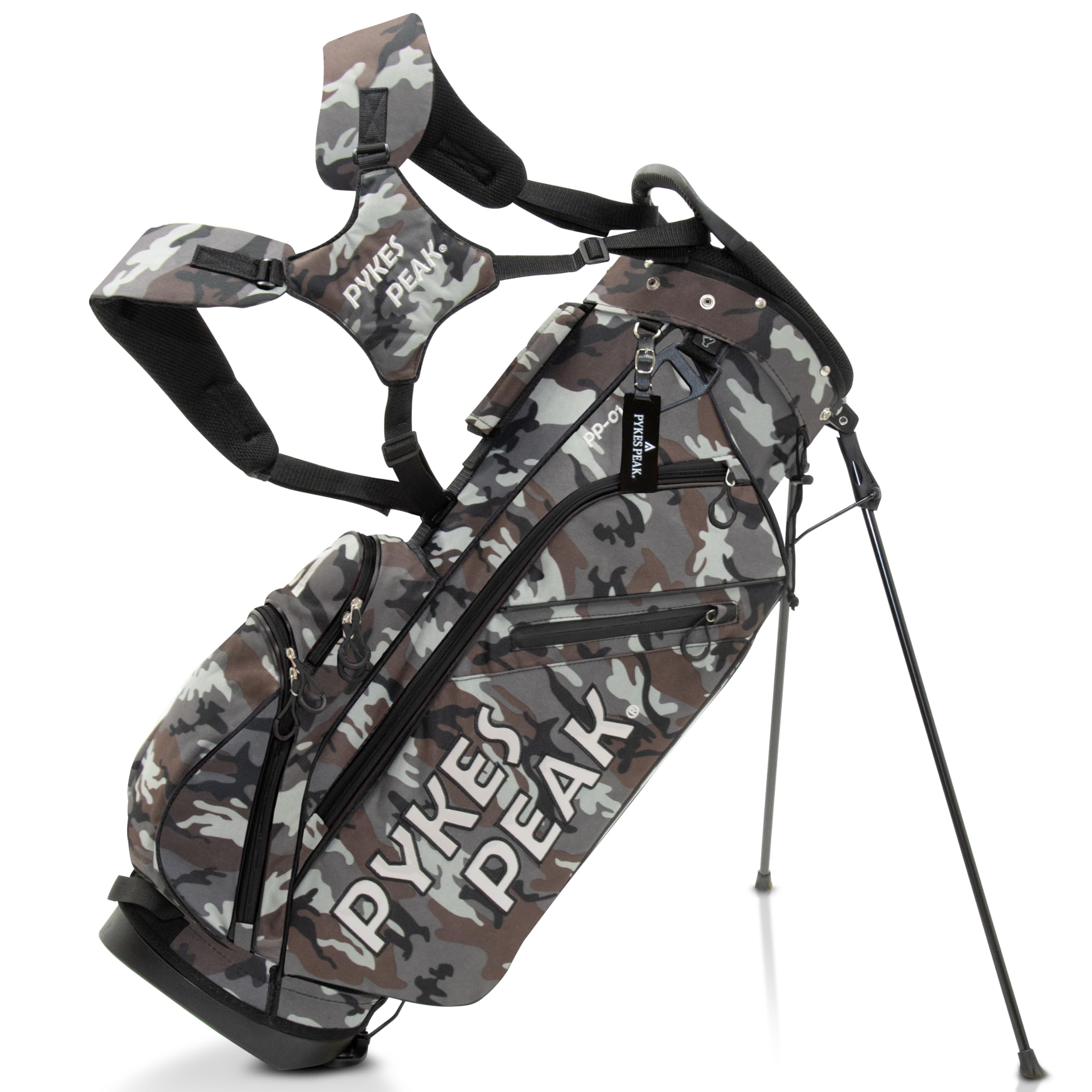 

Сумка для гольфа PYKES PEAK Caddy Bag Stand Type 47 дюймов 6 Split [легкая 2,2 кг / 9,0 / совместимая] женская мужская [КАМУФЛЯЖ 2]