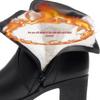 Damen Stiefeletten mit Blockabsatz, Fleecegefütterte Lederschuhe für den Winter, Mittelhoher Absatz, Weiches Leder, Ideal für Frauen mittleren Alters und Mütter