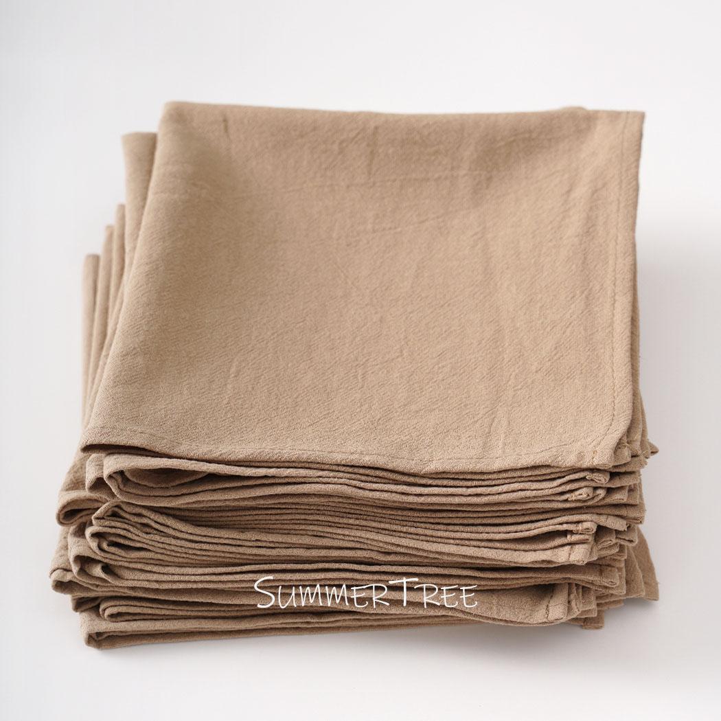 

12pcs 40x40cm Washed Cotton Plain Cloth Napkins Vintage Soft Durable Tea Towels Place Mats for Home Kitchen Wedding Table Decor світло-коричневого кольору
