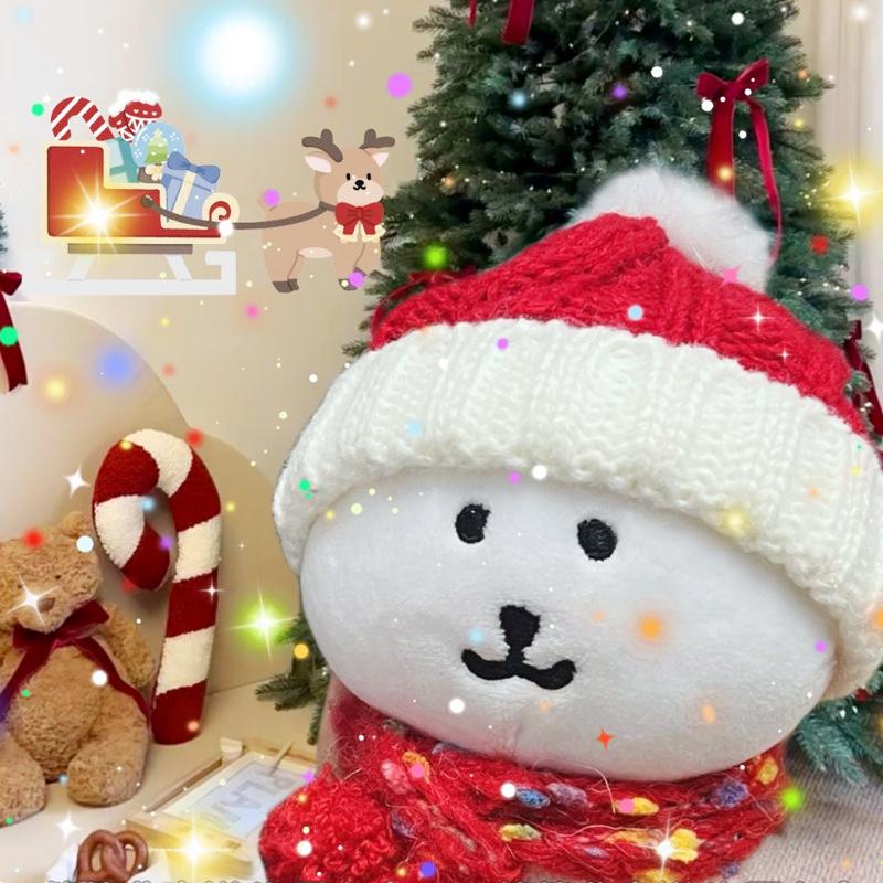 Self-Deprecating Bear Scarf Hat Winter Doll Outfit, High-Value Cotton, 10cm