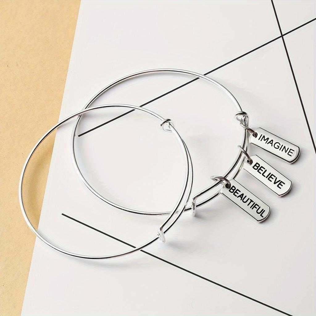 40 Stück Gravierte Motivierende Wortanhänger - Silbrige Zinklegierung Anhänger für DIY Schmuck, Halsketten, Armbänder & Schlüsselanhänger