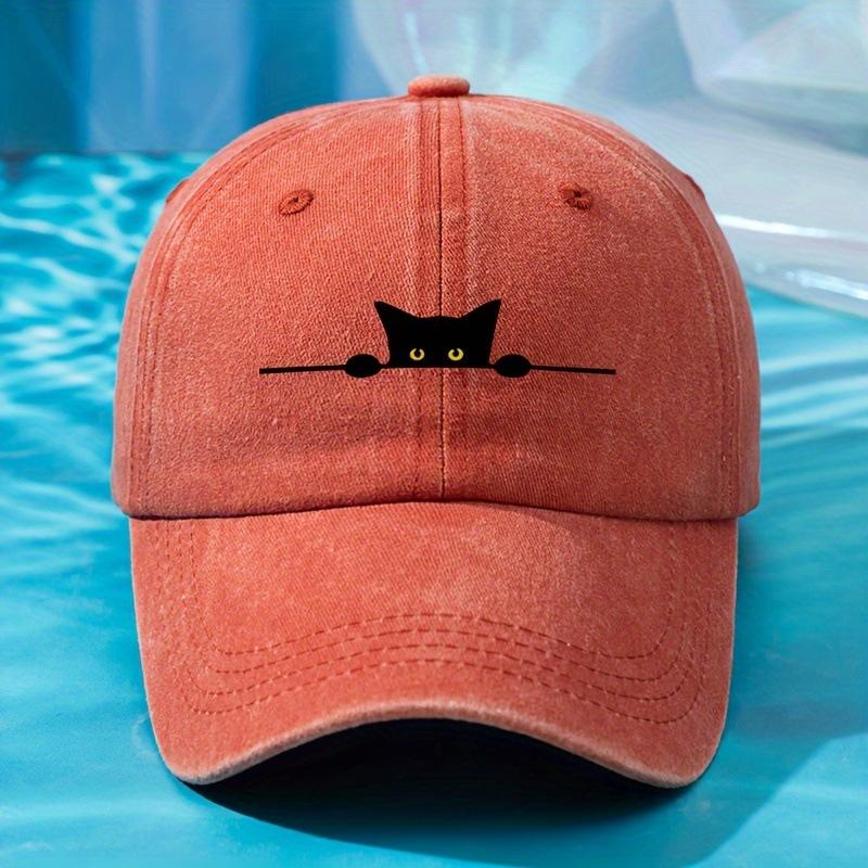 Unisex outdoor casual and fashionable cat print personalized baseball cap suitable for all seasons, soft and adjustable in size,