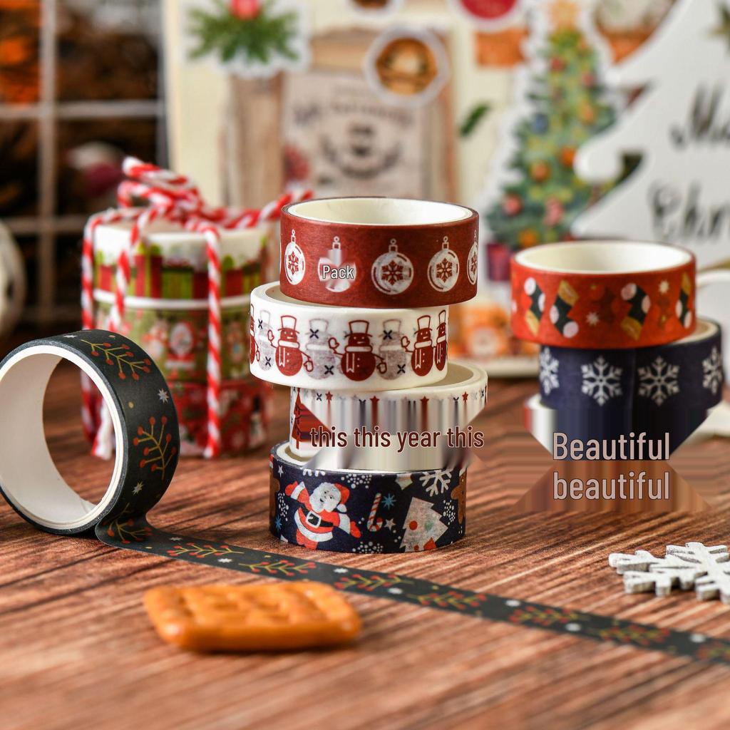 6er-Pack Weihnachts-Cartoon Washi Tape Set: DIY Spitzenmaterial für Journale & Bastelarbeiten