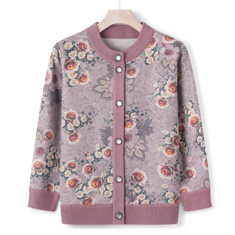 

Вязаный свитер для осени для мамы, новый свитер-жакет для женщин среднего и пожилого возраста, одежда для пожилой бабушки 4XL (recommended 150-82.5 kg) абрикосовый