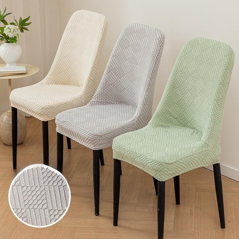 Thickened Jacquard Curved Chair Cover Simple Elastic Restaurant Chair Cover Dining Table Integrated Non-slip Dustproof Special-shaped Stool Cover