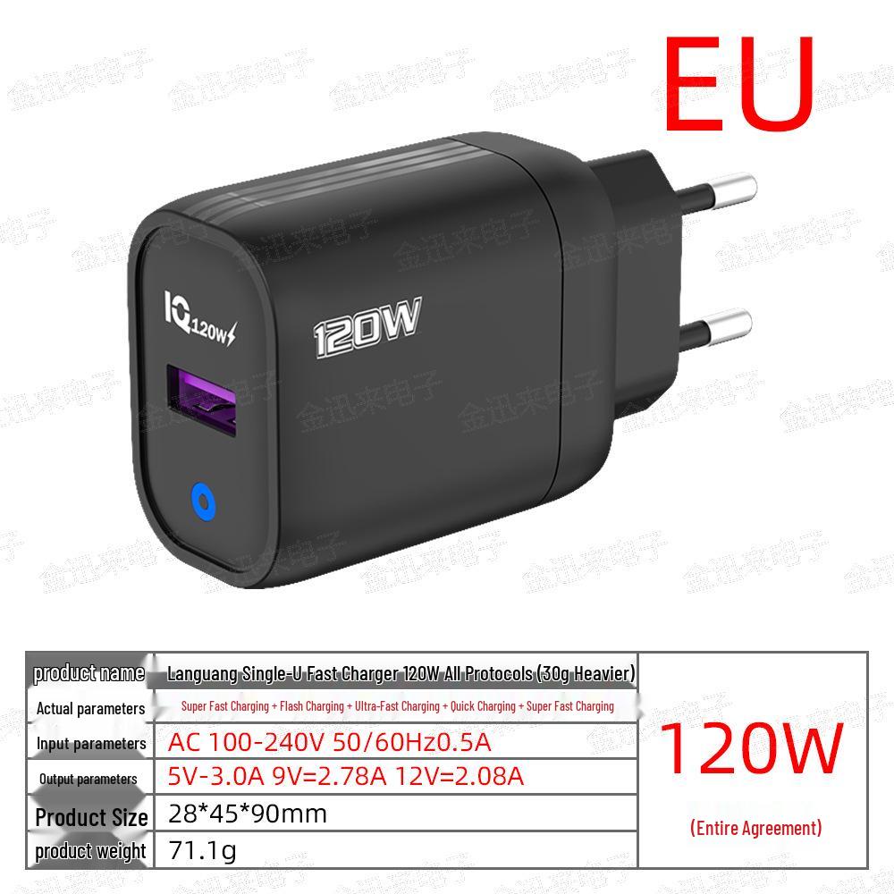 120W Cross-Border USB Fast Charger - European, American, UK Standard, Amber Yellow
