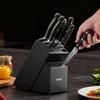 Kitchen Knife Set with Block and Sharpener, 15 Piece High Carbon Stainless Steel Sharp Knife Set, Kitchen Cutlery with Crack-Resistant Handle,