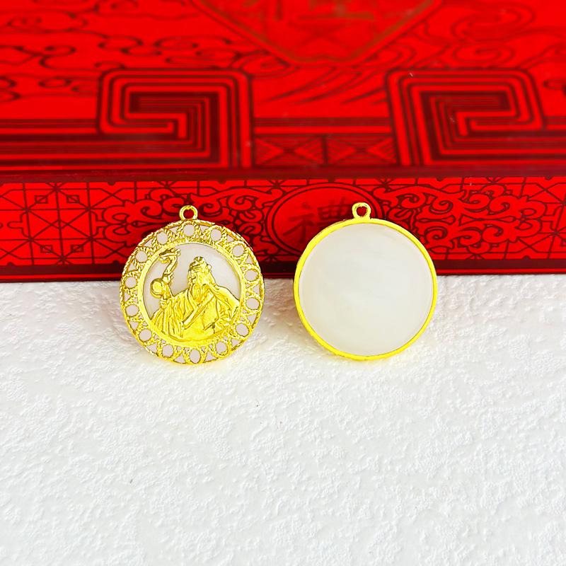 Ethnic Style Gold-Inlaid Jade Buddha Pendant for Matchmaking and Marriage