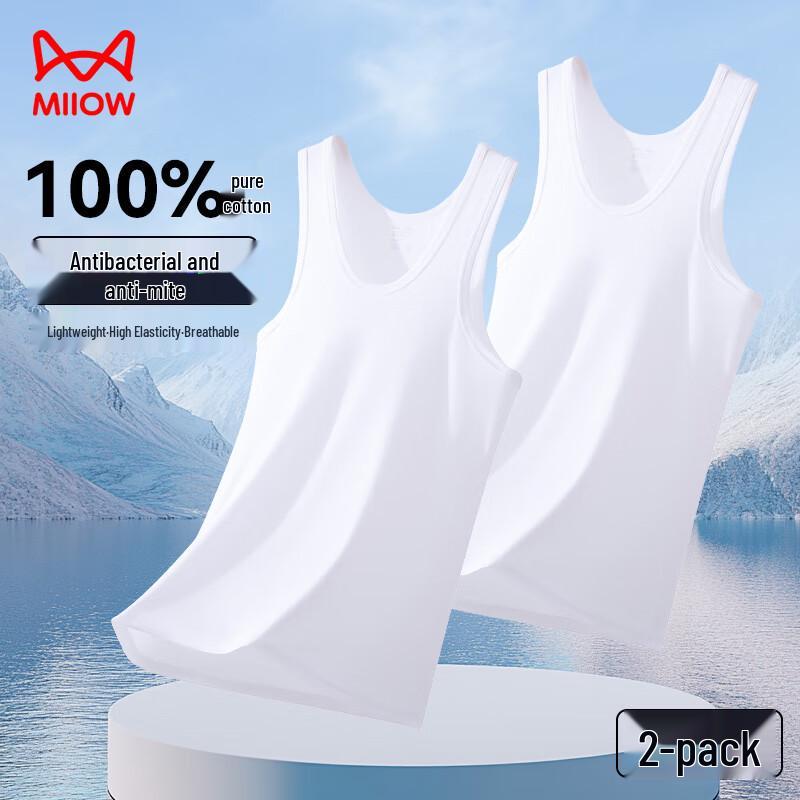Men s 2-Pack Combed Cotton Antibacterial Undershirt 185/110