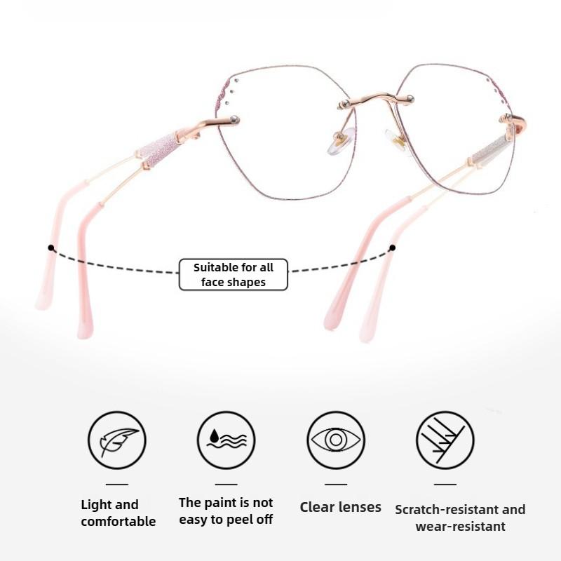 Light Sense Color Changing Rimless Diamond Edge Myopia Glasses Anti Blue Light Ultra Lightweight Premium Eyewear
