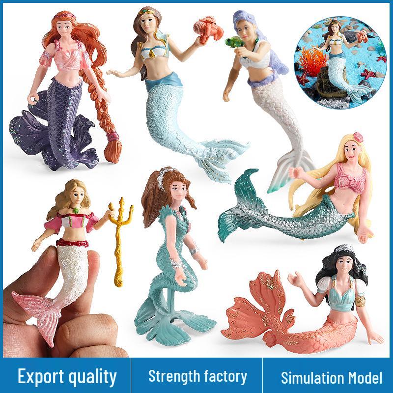 Solid Mermaid Princess Figurine - Realistic Doll Model Cake Ornament