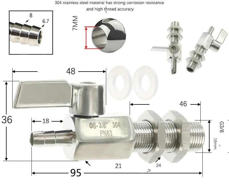 Valvola a Sfera Mini in Acciaio Inossidabile 304 con Raccordo a Innesto per Tubo Grado Sanitario 7mm 8mm 10mm 12mm Giunto per Tubo Gas Acqua Olio Microvalvola Acquario