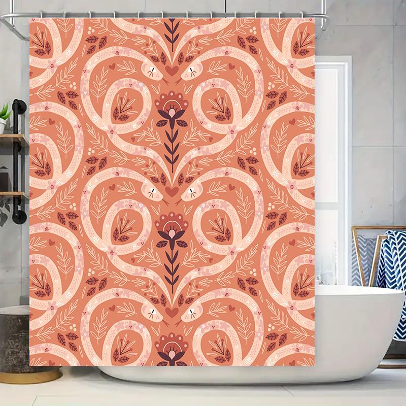 

Rustic Floral Shower Curtain Bath Decorations With A Touch Of Elegance In Earth Tones For A Cozy Bathroom Ambiance. W60H190(CM)-1 Pcs