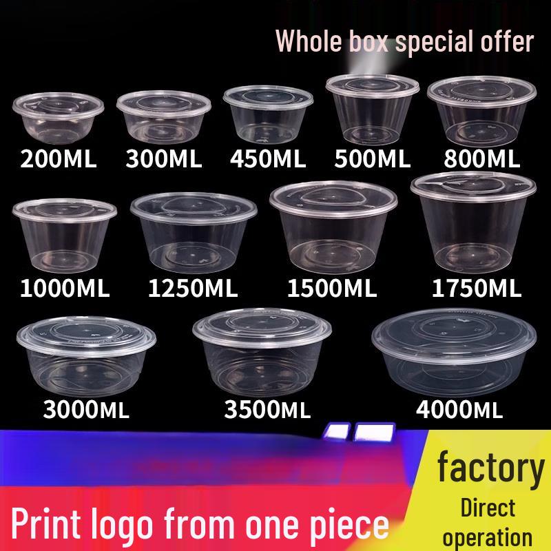 Disposable Round Plastic Takeaway Meal Boxes with Lids