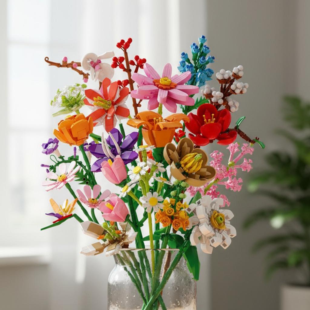 2025 Christmas Arrival Calendar Flower Building Block 24-day Christmas Countdown Diy Flower Bouquet Decor Holiday New Year Gifts