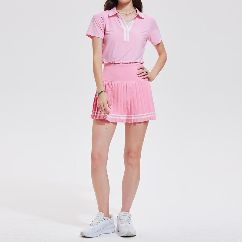 Damen Quick-Dry Tennis & Golf V-Ausschnitt Kleid mit Taschen - Anti-Exposure Fitness Rock Set