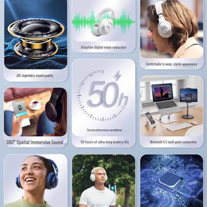 JBL LIVE 770NC Adaptive Noise Cancelling Over-Ear Headphones