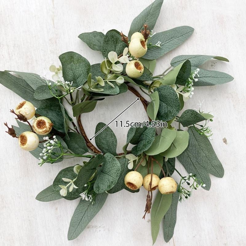 Christmas Candle Garlands Rings Simulation Mini Wreaths for Candle Christmas Candle Holder Candle Wreaths Christmas