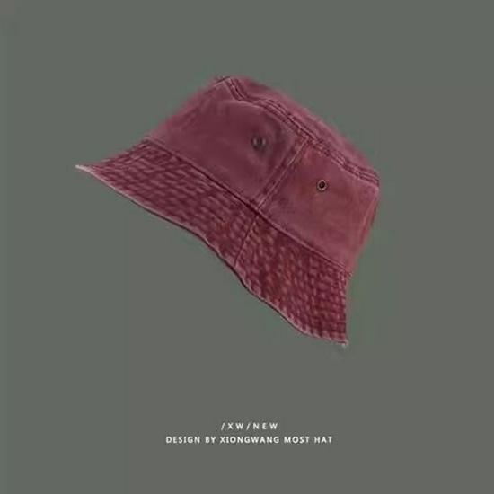 Hong Kong Retro Washed Denim Bucket Hat - Fashionable, Distressed, Versatile, Breathable Sun Hat for a Slim Face Look.