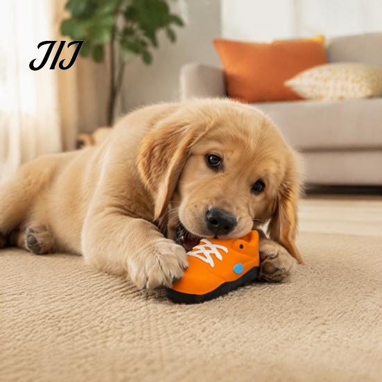 Interactive Pet Toys for Boredom Relief Cartoon Shoe Squeaky Dog Toy, Funny Sneaker Shape Chew Toy Solo Play Dogs Small Medium Dogs, Durable