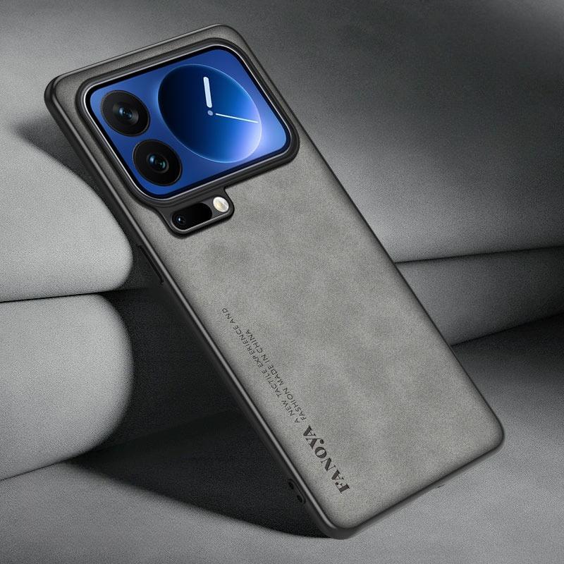 Frosted PU-Leather Funda for Xiaomi 17 Pro Max 17Pro Case Matte Anti-Shock Hard Plastic Skin Shockproof Back Cover