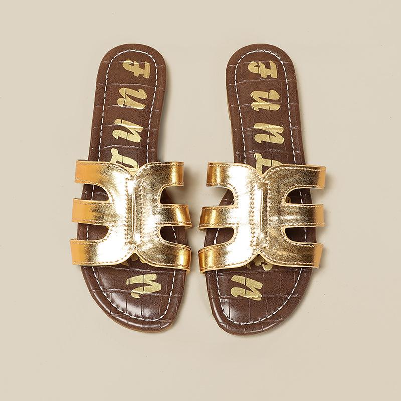 One-character slippers women's summer wear fashion casual versatile beach vacation style pregnant women non-slip soft bottom flat bottom sandals