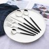 10People Black Silver Flatware Cutlery Set Knife Dessert Fork Spoon Dinnerware Stainless Steel Tableware Set Party Kitchen Tool