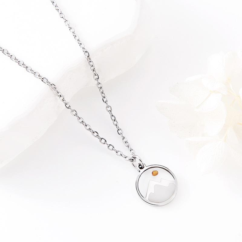 15mm Round Metal Cross Necklace with Mustard Seed, European-American Style, Stainless Steel Chain