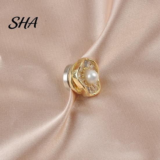 Magnetic Button Pin Faux Pearl Pin, No Sew Safety Daily Wear Brooches for Scarf Shirts Sweater, Reusable Clothing Decorative Brooch Anti Slip Clasps