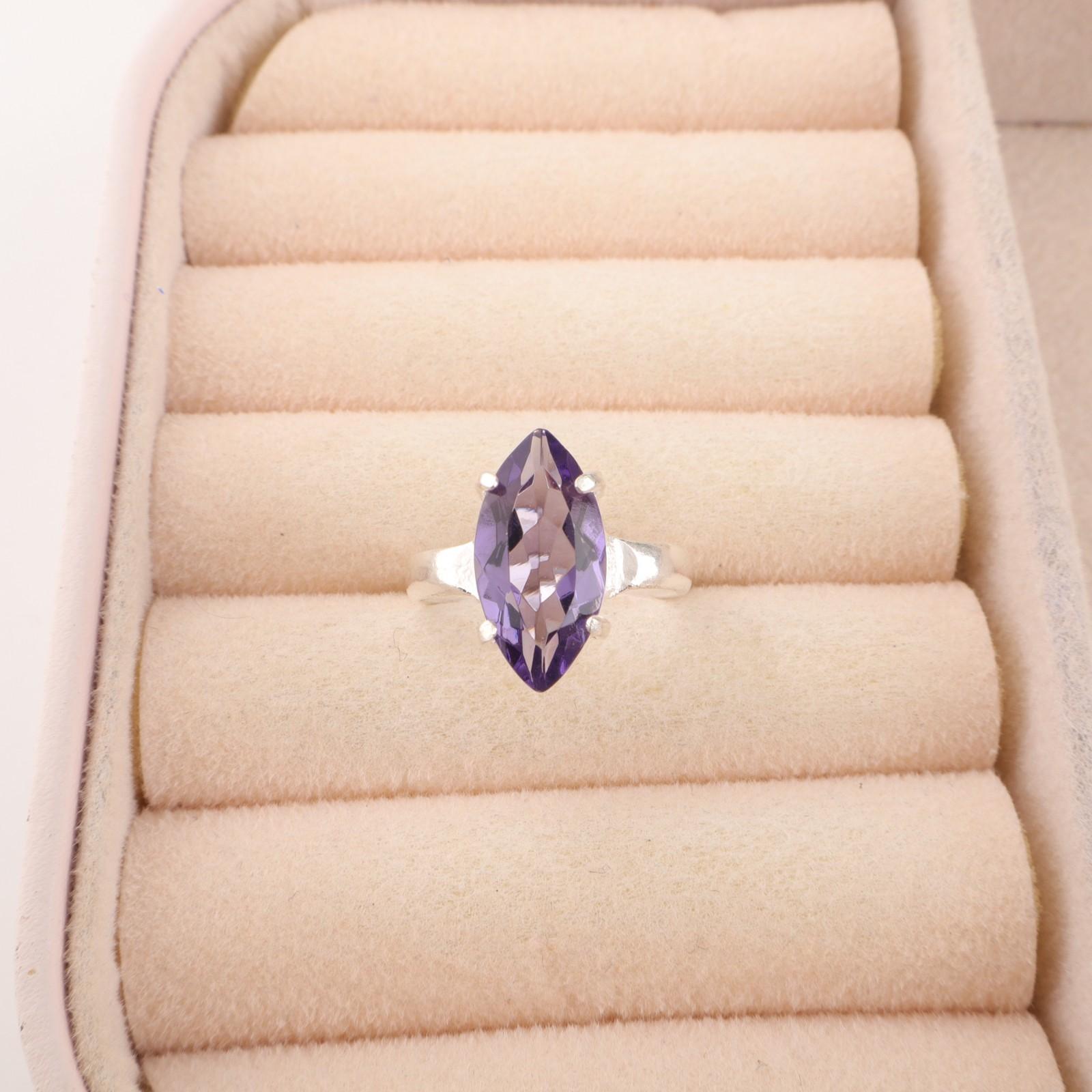 

Маркиз ИОЛИТ Камень 925 Стерлинговое Серебро День Дружбы Штабелируемое Кольцо Обещания RR-65-9 15