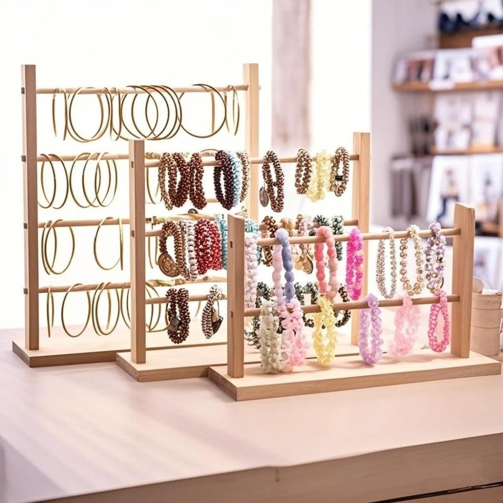 Storage Shelf Wooden Storage Rack 2/3/4 Layer Jewelry Organizer Holder Bracelet Frame  Living Room