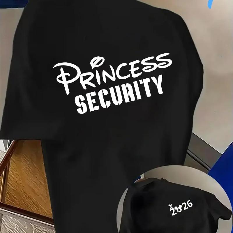 Disney- Men s T-shirt Printed with The Pattern of 2026 Princess SECURITY on The Front and Back. Short-sleeved Men s T-shirt S