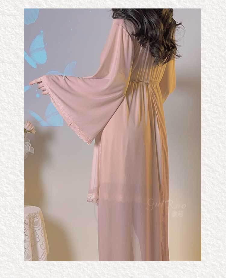 Elegant Underwire Camisole Nightgown with Chest Pads & Robe Set for Women
