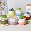 Koundeneko Succulent Set of Ceramic 2 Small Cactus Stylish Tabletop Bonsai Mini Ceramic Home Shop Interior Plant Housewarming Gift for Plant Suitable