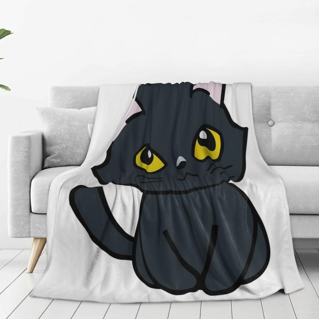 Cute Black Cat With Yellow Eyes Blanket Soft Warm Flannel Throw Blanket Plush for Bed Living Room Picnic Travel Home Sofa