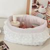 Cotton Fabric Storage Basket Polka Dot Lace Ruffle Cute Desktop Organizer for Sundries Snacks Home Storage Organization