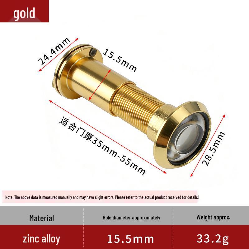 Zinc Alloy Anti-theft Peephole with Anti-pry and Anti-disassemble Features for Main Doors (14/16mm Diameter).