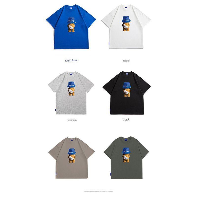 Wassup Heods Short-Sleeved T-Shirt for Boys 2024 New Summer Loose-Fitting Couple Half-Sleeved National Trend Pure Cotton T-Shirt