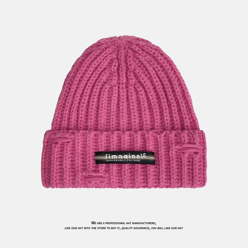 Small Label Knitted Hat Women's Autumn and Winter Outdoor Cycling Pullover Hat Versatile Thickened Ear Protection Cold Proof Woolen Hat