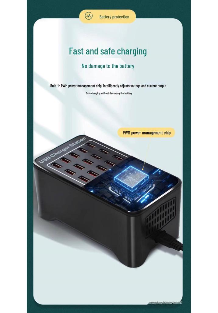 Multi-Port USB Charger Station: Fast Desktop Charger with 10, 20, or 50 Ports for Phones